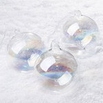 Набор стеклянных шаров Мыльные Пузыри 8 см прозрачный перламутр, 3 шт