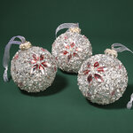 Набор стеклянных шаров Diamante Fiore 8 см белый, 3 шт