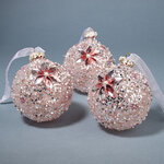 Набор стеклянных шаров Diamante Fiore 8 см розовый, 3 шт