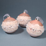 Набор стеклянных шаров Принцесса Луиза 8 см розовый бутон, 3 шт