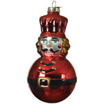 Стеклянная елочная игрушка Щелкунчик - Garde Royal в красном 12 см, подвеска