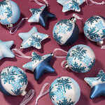 Набор стеклянных елочных игрушек Снежная Ночь 8 см, 12 шт, подвеска