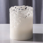 Восковая LED свеча на батарейках Клара 10*8 см белая