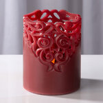 Восковая LED свеча на батарейках Клара 10*8 см бордовая