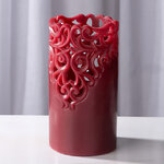 Восковая LED свеча на батарейках Клара 15*8 см бордовая