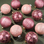 Набор стеклянных шаров Курбевуа 10 см розовый, 12 шт