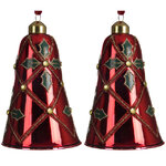 Стеклянная елочная игрушка Колокольчик Настроение Рождества 11 см красный, 2 шт, подвеска