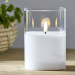 Восковая LED свеча с имитацией пламени Flamme 12.5*9 см в прозрачном стакане
