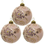 Набор стеклянных шаров Camelias de Versailles 8 см, розовый бутон, 3 шт