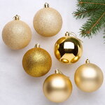 Набор пластиковых шаров Celebration 8 см золото, 6 шт