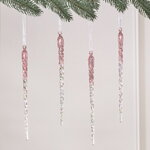Набор елочных игрушек Сосульки Beckington 22 см розовый, 4 шт