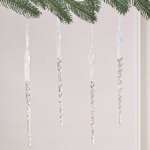 Набор елочных игрушек Сосульки Beckington 22 см белый, 4 шт