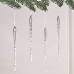 Набор елочных игрушек Сосульки Beckington 22 см серебряный, 4 шт