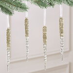 Набор елочных игрушек Сосульки Mayerato 15 см, 4 шт
