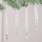 Набор елочных игрушек Сосульки Duckinfold 6 см, 4 шт