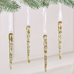Набор елочных игрушек Сосульки Liquid Precious 10 см, золотые, 4 шт