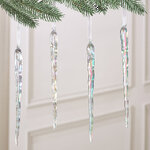 Набор елочных игрушек Сосульки Chromatic Liquid 20 см, 4 шт