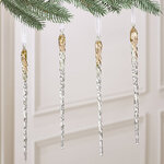 Набор елочных игрушек Сосульки Sprinkled Gold 22 см, 4 шт