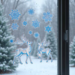 Новогодние наклейки на окно Помощники Деда Мороза 41*29 см