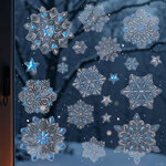 Новогодние наклейки на окно Снежинки - Серебряный Звон 32*23 см