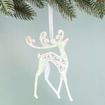 Елочная игрушка Олень Rainbow Glow 13 см белый