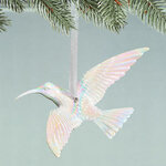 Елочная игрушка Колибри Rainbow Glow 14 см белая