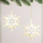 Набор елочных игрушек Снежинки Rainbow Glow 13 см белые с золотым, 2 шт