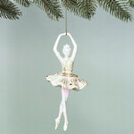 Елочная игрушка Балерина Rainbow Glow 17 см белая с золотым