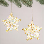 Набор елочных игрушек Снежинки Rainbow Glow 11 см белые с золотым, 2 шт