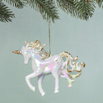 Елочная игрушка Единорог Rainbow Glow 13 см белый с золотым