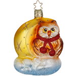 Стеклянная елочная игрушка Сова Сладкие Сны 9 см