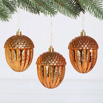 Елочные игрушки Желуди Fagacea 9 см медный, 3 шт, пластик