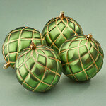 Елочные шары Matelasse 10 см зеленый, 4 шт, пластик