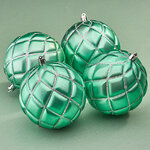 Елочные шары Matelasse 10 см светло-зеленый, 4 шт, пластик