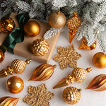 Набор елочных игрушек Christmas Cheer 6-14 см оранжевый, 44 шт, пластик