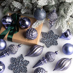 Набор елочных игрушек Christmas Cheer 6-14 см синий, 44 шт, пластик