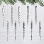 Елочные игрушки Сосульки Luce di Gelo 13 см серебряный, 10 шт, пластик