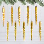 Елочные игрушки Сосульки Luce di Gelo 13 см золотой, 10 шт, пластик