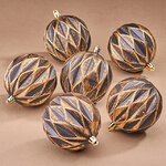 Елочные шары Fattura - Antique Brown 8 см, 6 шт, пластик