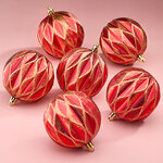 Елочные шары Fattura - Antique Red 8 см, 6 шт, пластик