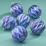 Елочные шары Fattura - Antique Blue 8 см, 6 шт, пластик