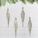 Елочная игрушка Сосулька Fattura Coste - Antique White 15 см, 4 шт, пластик