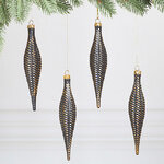 Елочная игрушка Сосулька Fattura Coste - Antique Black 15 см, 4 шт, пластик