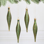 Елочная игрушка Сосулька Fattura Coste - Antique Green 15 см, 4 шт, пластик