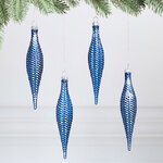 Елочная игрушка Сосулька Fattura Coste - Antique Blue 15 см, 4 шт, пластик