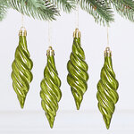 Елочные игрушки Сосульки Frosted Twist 11 см зеленый, 4 шт, пластик