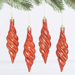Елочные игрушки Сосульки Frosted Twist 11 см терракотовый, 4 шт, пластик