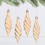 Елочные игрушки Сосульки Frosted Twist 11 см жемчужный, 4 шт, пластик