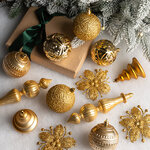 Набор елочных игрушек Legnano - Golden Light 7-17 см, 13 шт, пластик
