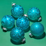 Елочные ПЭТ шары Albertine - Голубые Гавайи 8 см, 6 шт